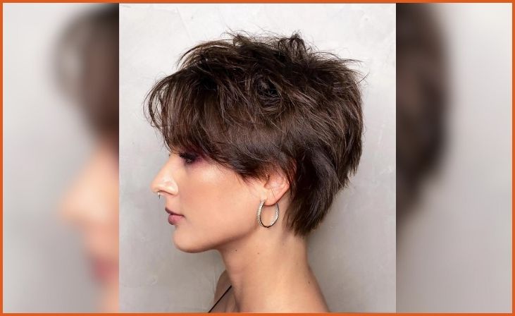 Disheveled Tapered Brunette Pixie with Flyaways