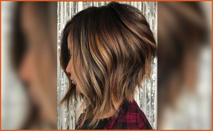 Feathered Bob with Caramel Highlights